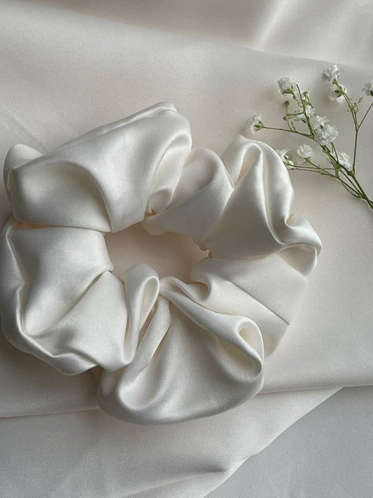 Luxe Ivory Satin Scrunchie