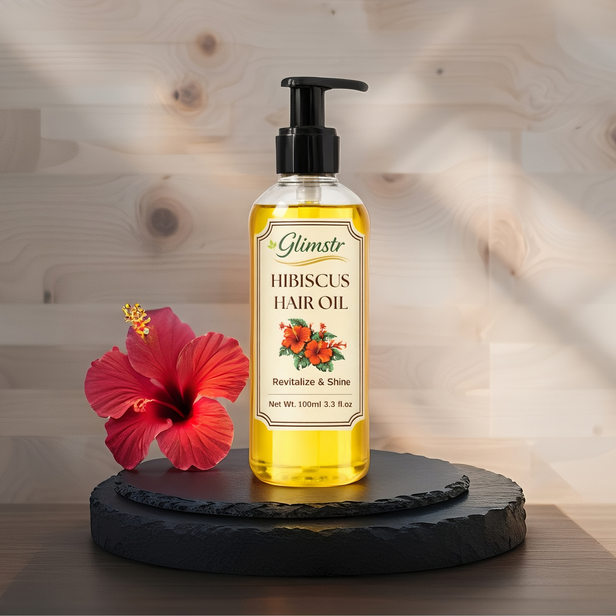 Glimstr Hibiscus Hair Oil – Revitalize & Shine for Strong, Healthy Hair (100ml)