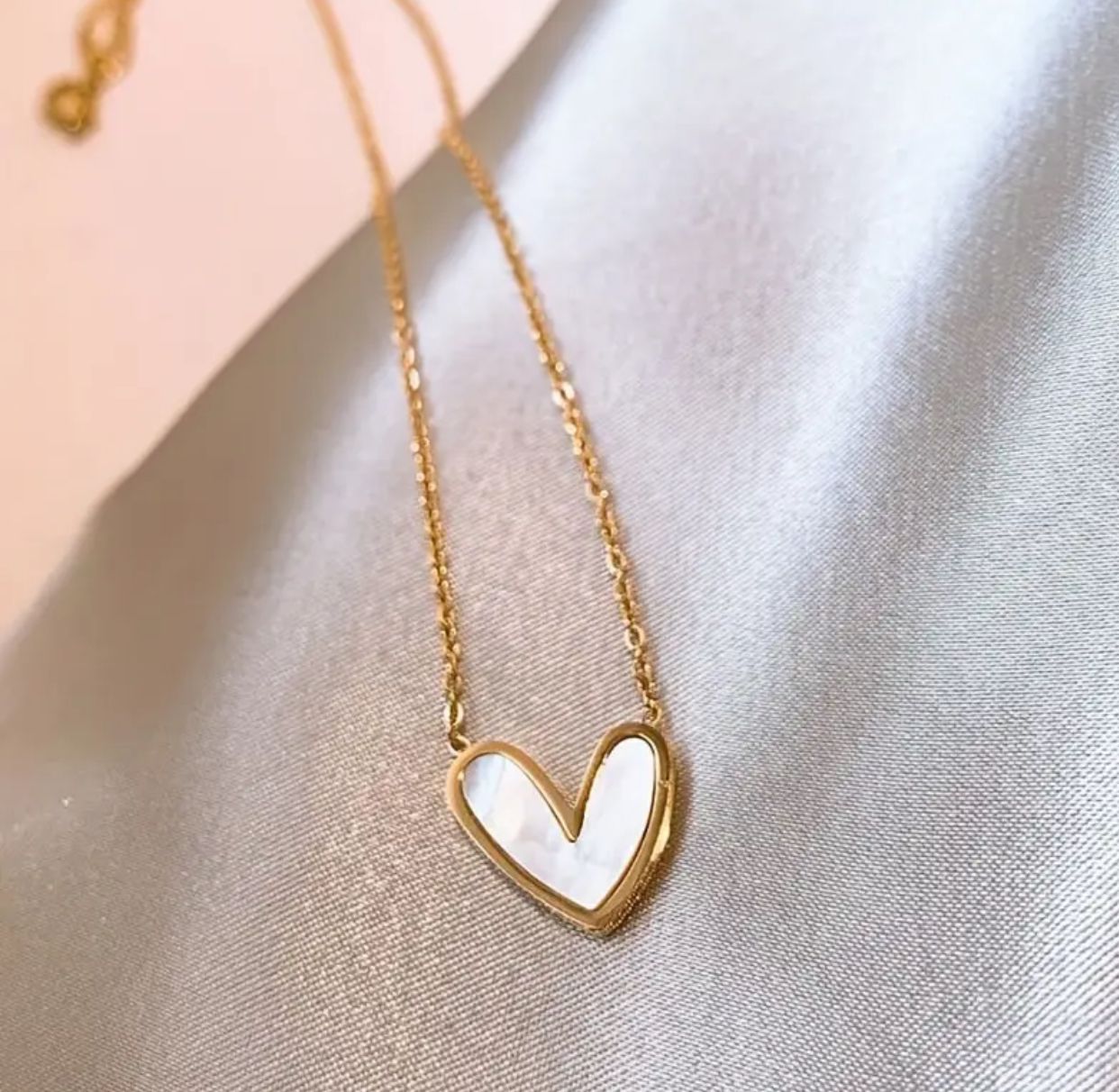 Golden Heart Mother-of-Pearl Pendant Necklace