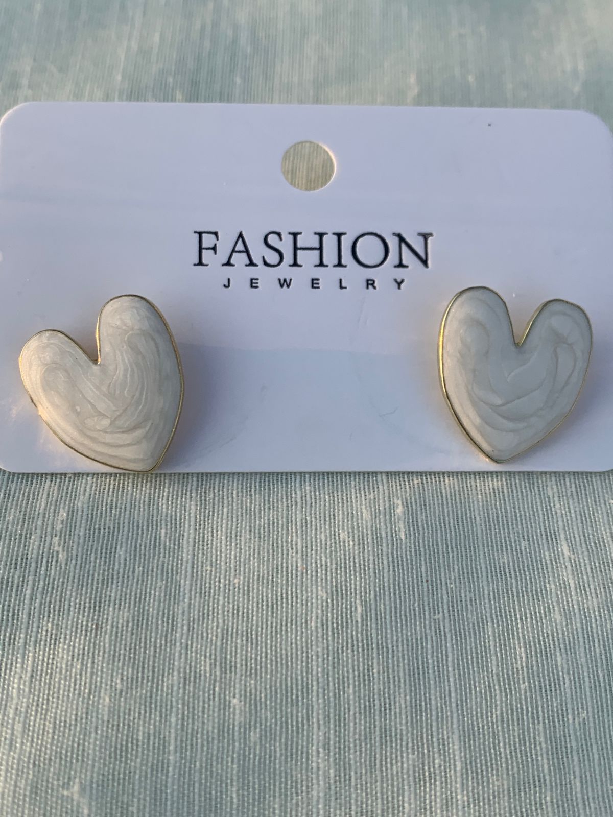 Ivory Heart Enamel Earrings