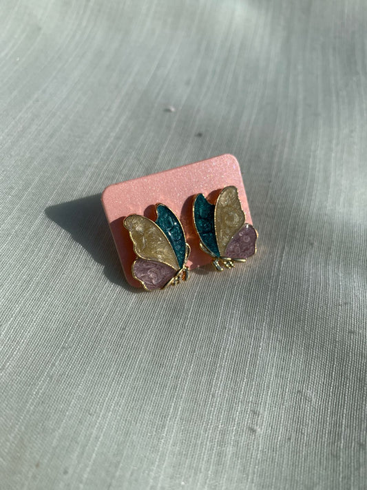 Pastel Enamel Butterfly Stud Earrings